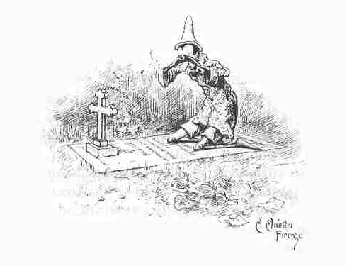 Pinocchio fond en larmes sur la tombe de la Fée